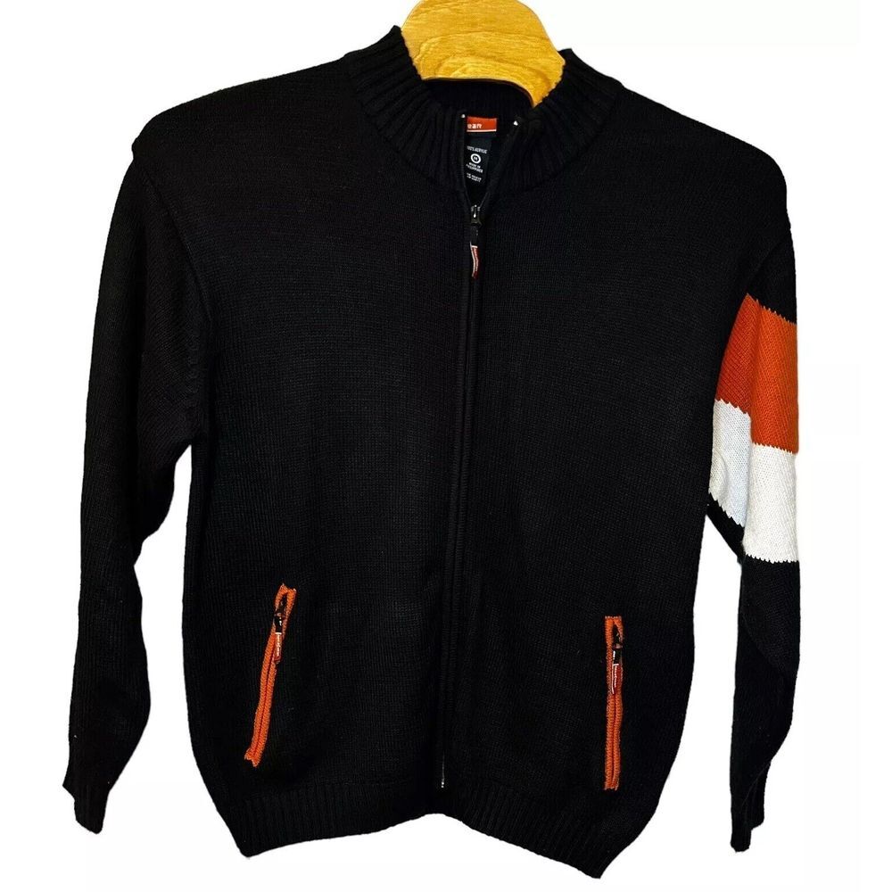 ROCAWEAR Mens Size Medium‎ Knit Full Zip Black Jacket Front Pocket Zip